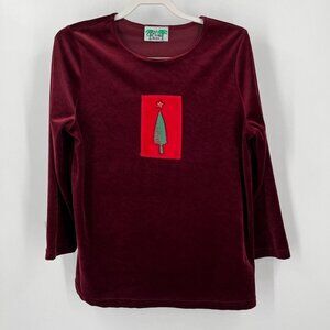 Coconut Bay Ladies Crushed Velvet 3/4 Sleeve Christmas Holiday Shirt Size XL